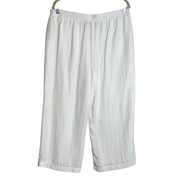 Chicos Easywear Pants Large White Cropped Pull-On Relaxed Wide Leg Lined Casual - Picture 3 of 7